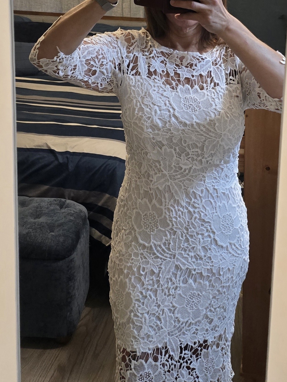 Elegant White Lace Sheath Dress